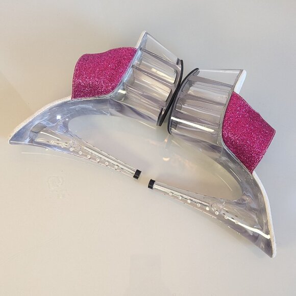 Y2K Lover's Lane Signature Collection Pink Glitter Stiletto Heels Clear Platform - Picture 6 of 10